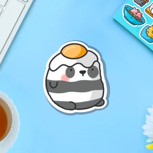 Panda Egg Vinyl Sticker | Kawaii Panda Stickers | Cute Vinyl Sticker, planner stickers, laptop sticker decal, animal Panda Bear, Fried Egg