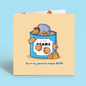 Carte de fèves au lard - Haricots kawaii | Des cartes pour elle, des cartes pour lui | Carte d'anniversaire drôle pour petit ami pour petite amie, petit déjeuner
