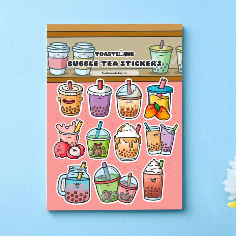 Bubble Tea Sticker Sheet - Cute Boba Stickers - Kawaii Stickers ...