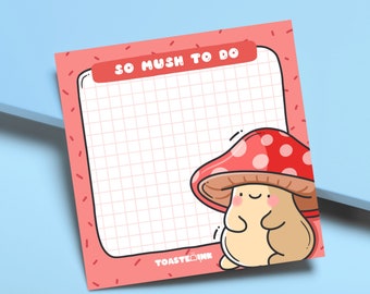 Mushroom Sticky Notes, Mini Grid Kawaii Design Sticky Notes | Cute Memo Pad, 50 Sheets | Planner, Stationery for Journaling, Diary, Studying