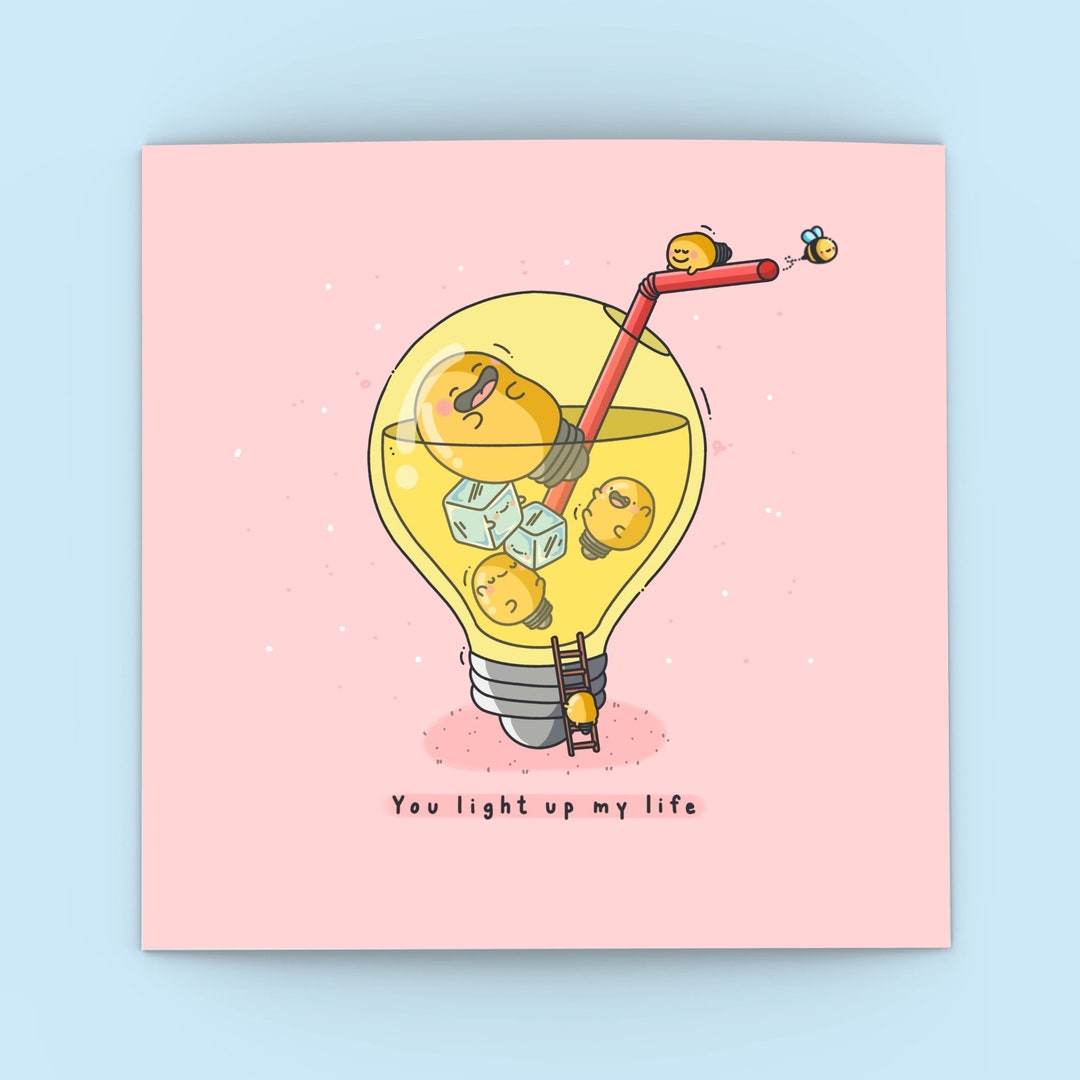 Cute Light Bulb Card - Cute Kawaii Lightbulb Card | Cards for Her ...