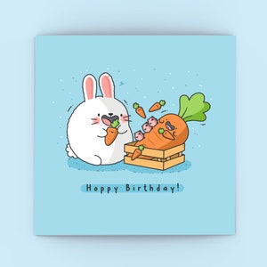 Cute Bunny Birthday card  - Kawaii greetings Card | Cards for her, Cards for him | Funny Valentines Card For Boyfriend For Girlfriend Card