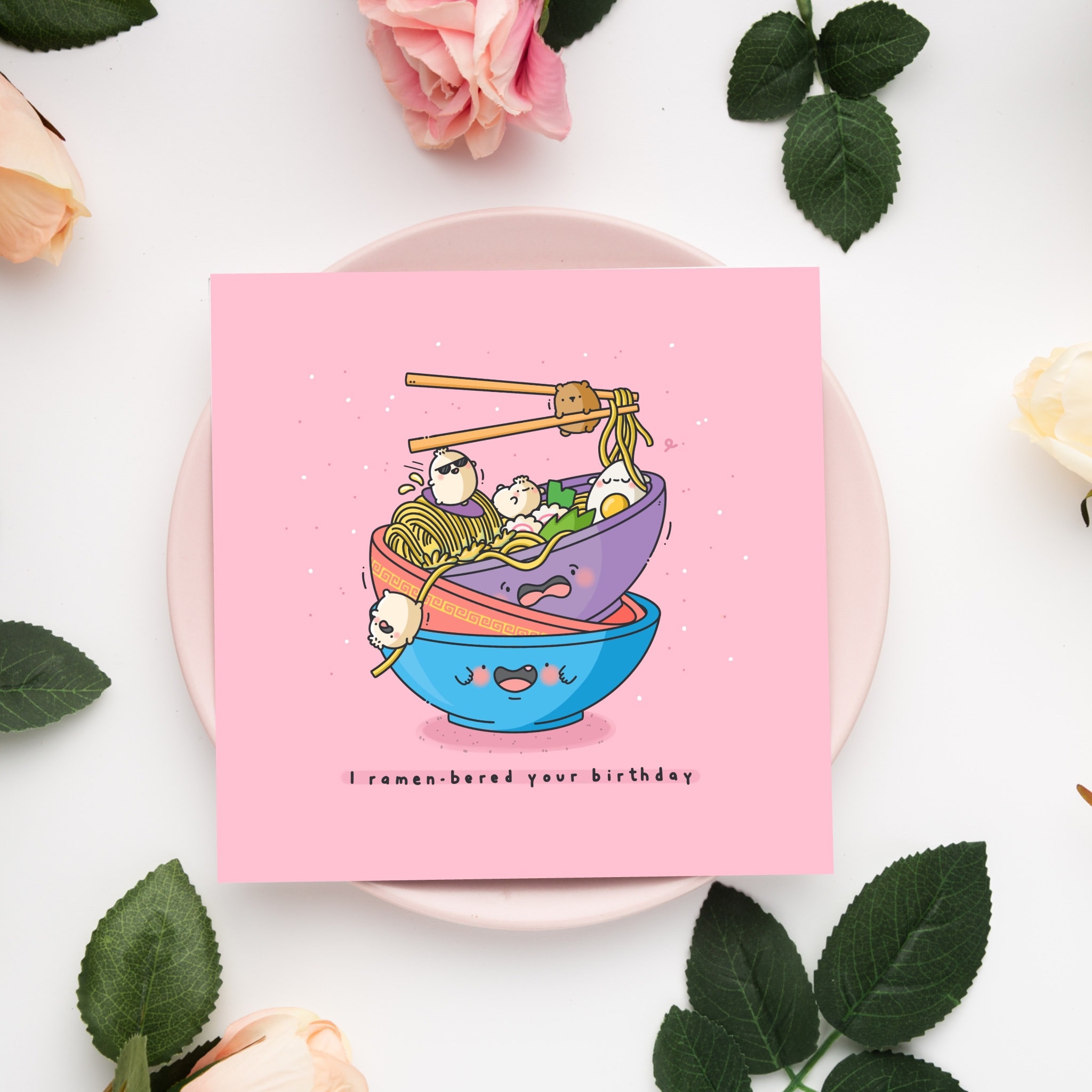 Cute Ramen Birthday card Kawaii Noodles Card Cup Noodles Etsy