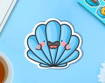 Sea Shell Vinyl Sticker | Kawaii Stickers, sea shell Stickers | Cute Vinyl Sticker, planner stickers, laptop decal, Beach Summer, Ocean