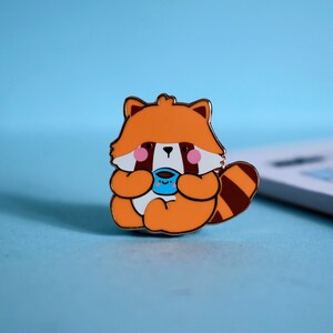 Cute Red Panda Enamel Pin | Kawaii Red Panda Pin | Rose Gold Animal Pin | Hard Enamel Pin | Lapel Pin