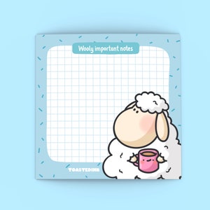 Cute Sheep Sticky Notes, Mini Grid, Kawaii Design Sticky Notes, Cute Memo Pad, 50 Sheets, Planner, Stationery