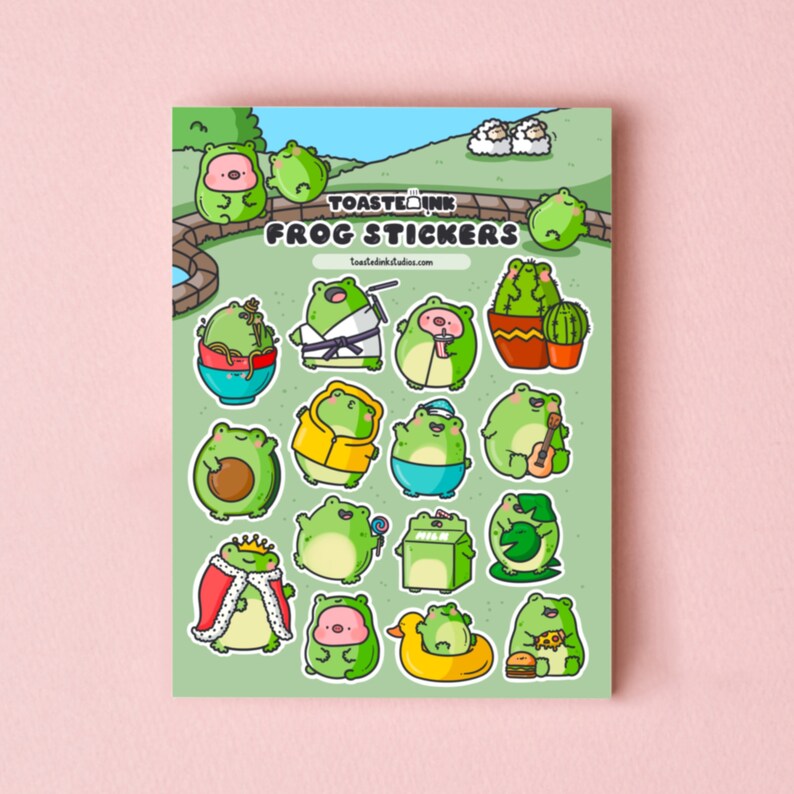 Frog Sticker Sheet - Cute Frog Stickers | Kawaii Stickers | Bullet ...