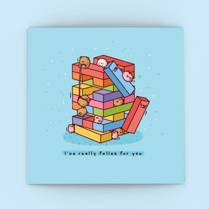 Cute Building Blocks card  - Kawaii Card | Cards for her, Cards for him | Boyfriend, Girlfriend, Love, Valentines, Husband, Wife