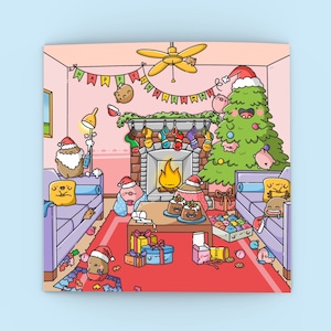 Jolie carte de Noël - Carte Kawaii | Des cartes pour elle, des cartes pour lui | Carte de Noël drôle pour petit ami pour petite amie