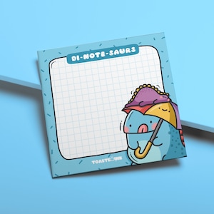 Dinosaur Sticky Notes, Kawaii Design Sticky Notes | Cute Memo Pad, 50 Sheets | Planner, Stationery for Journaling, Diary, Studying