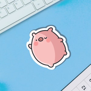 Dancing Pig Vinyl Sticker | Kawaii Stickers, Pig Stickers | Cute Vinyl Sticker, planner stickers, laptop sticker decal