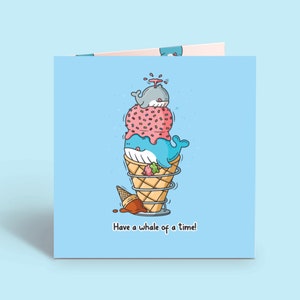 Carte Baleine | Jolie carte, cartes d'anniversaire pour elle | Carte de mer drôle pour petit ami et petite amie, carte de remerciement, baleine, carte de petit chien