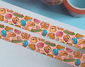 Ruban adhésif Washi pour boulangerie | Papeterie Kawaii | Ruban adhésif Washi Cakes, pour journal, scrapbooking, ruban à motifs de boulangerie | Ruban décoratif | Ruban adhésif en papier