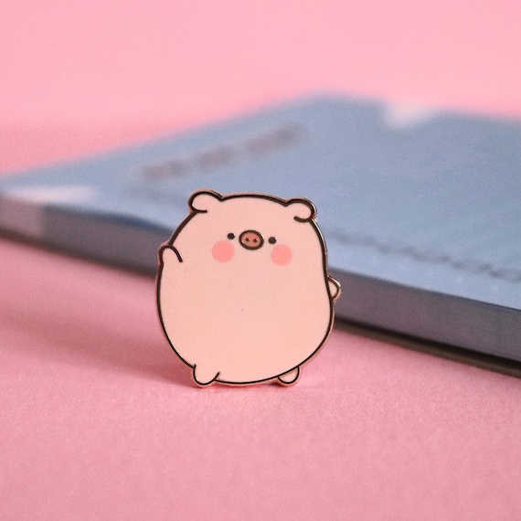 Pig Enamel Pin | Kawaii Pig Pin | Cute Animals | Rose Gold Pig