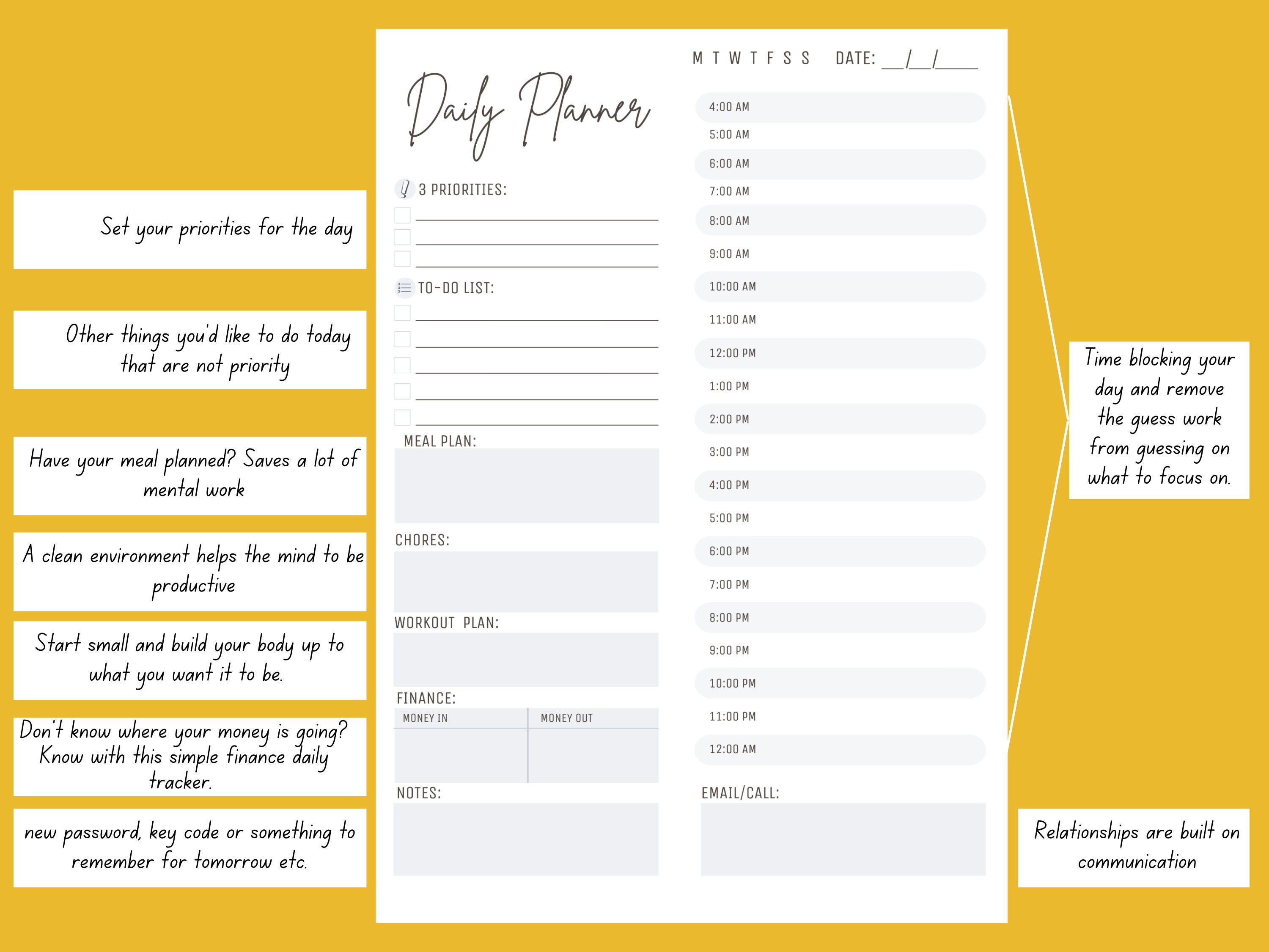 2021 DAILY PLANNER Afdrukbare Dagelijkse planning Planner Etsy