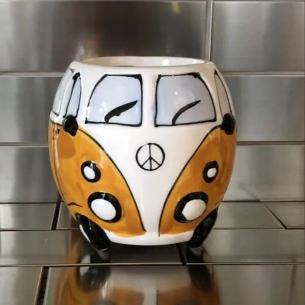 Orange Ceramic Small VW Bus Planter