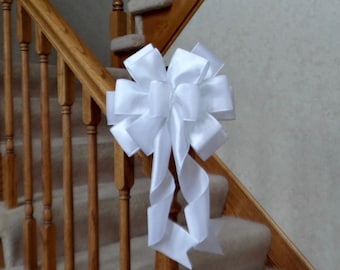 10" Wide COTTON WHITE  BOW - For Wedding, Party, Decor, Wreath, Gifts, Signs, Lantern