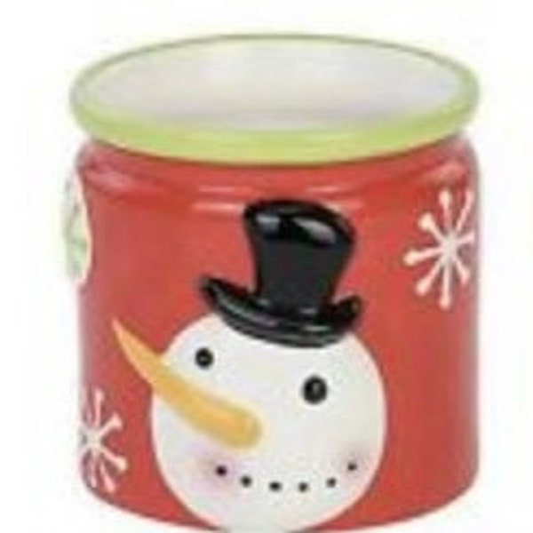 Christmas Snowman Ceramic Planter