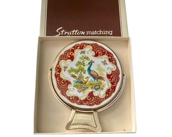 Espejo de mano plegable Stratton vintage, sin usar, con caja, circa 1960.
