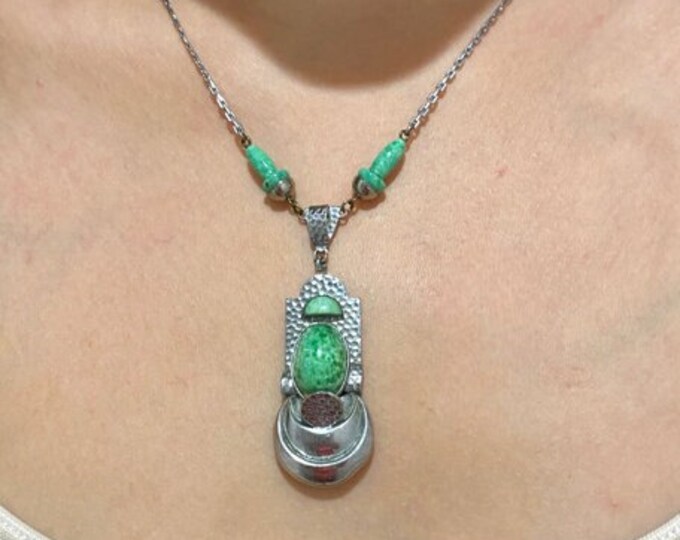 Art Deco 1930's Jakob Bengel Machine Age Galalith & Chrome Necklace - Etsy