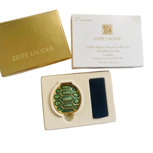 Estee Lauder Glitter Bugs Twinkling Tortoise Swarovski Crystal Compact - Unused