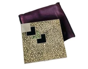 Powder Compact Cigarette Case Combo L S Mayer Elfin Duplex Faux Shagreen Art Deco 1930s
