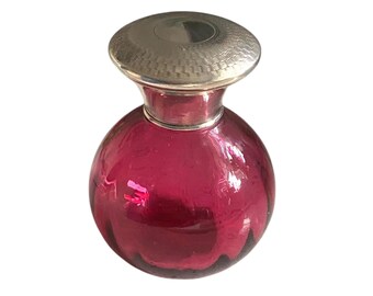 アンティーク クランベリーガラス 香水瓶 銀蓋 1900年頃 - Etsy 日本