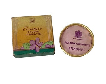 Vintage unbenutzte 50er Jahre Erasmic Make Up Pressed Powder Kompakt Nachfüllpackung
