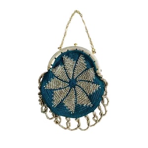 Antique French Sovereign / Coin Purse Crotchet and Cut Steel Beads circa 1840