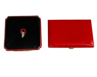 Art Deco Enamel Powder Compact & Cigarette Case Set circa 1930