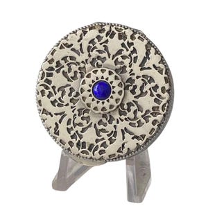 Vintage Pierced Metal & Jewelled Powder Compact circa 1940