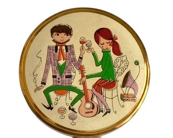 Vintage Retro Teen Scene Powder Compact circa 1950/1960