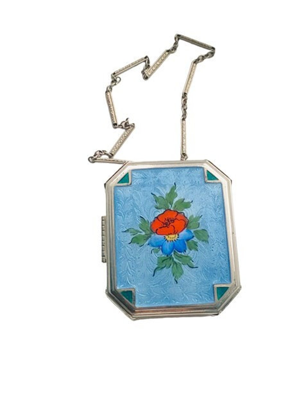 Art Deco Guilloche Enamel Vanity Case With Wristlet Powder & Etsy UK