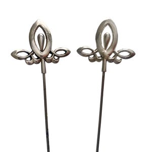 Par de alfileres de sombrero antiguos de plata de ley Birmingham 1911
