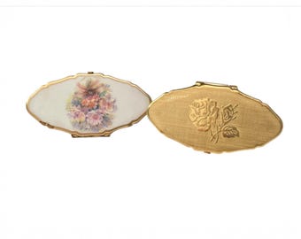 Lote de 2 estuches de pintalabios con bisagra y espejo Stratton LipView vintage, circa 1960.