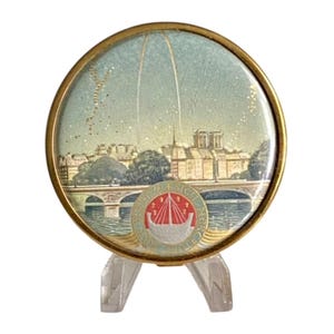 Vintage Coty Powder Compact Paris Scene 1940s