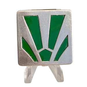 Art Deco Powder Compact Chrome & Enamel 1930s