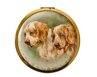 Vintage Clumber Spaniels Powder Compact circa 1950