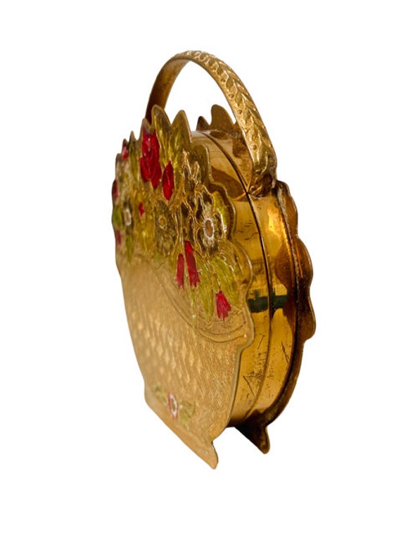 Rare Vintage Mascot Flower Basket Powder Compact … - image 3