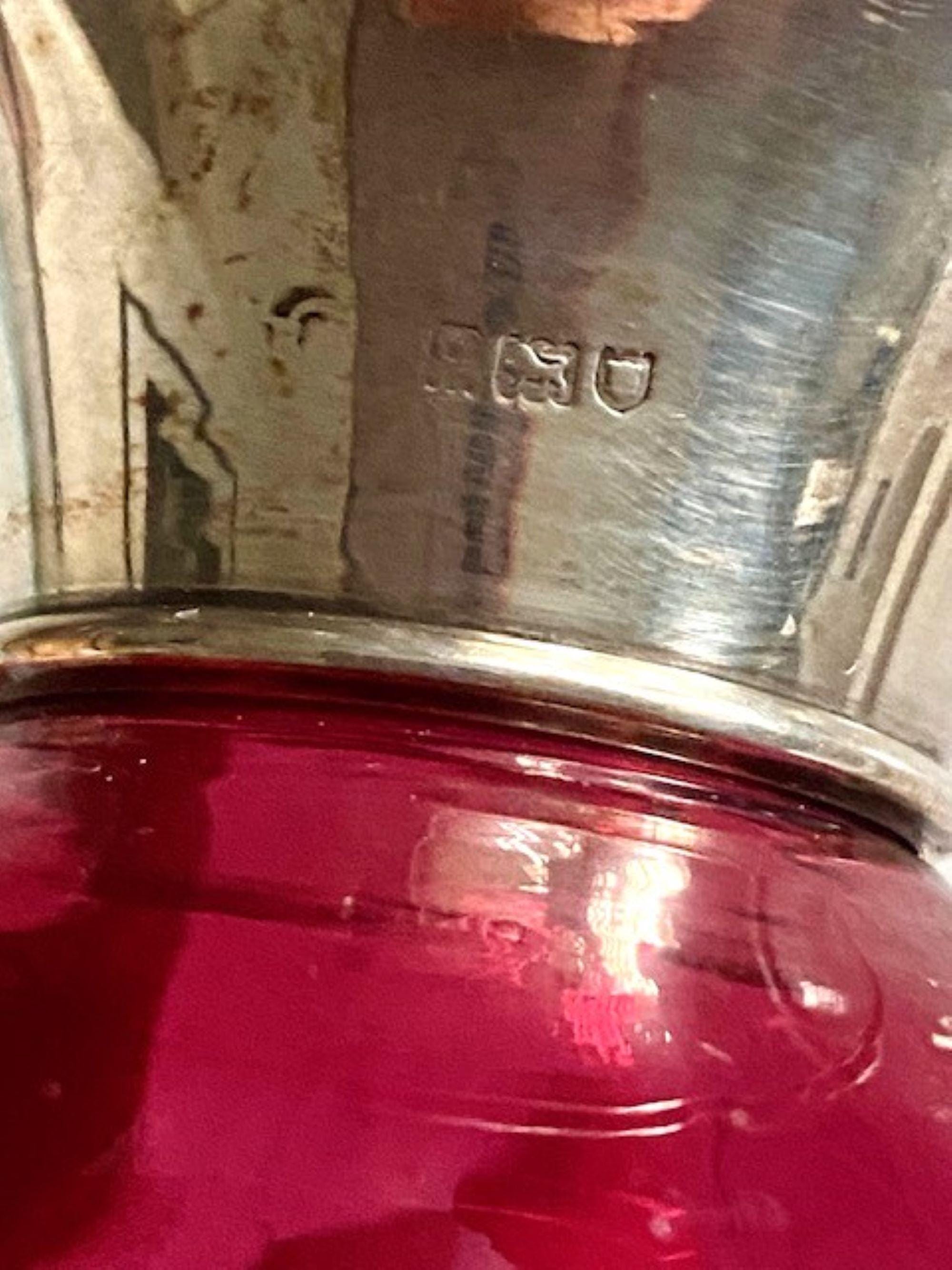 アンティーク クランベリーガラス 香水瓶 銀蓋 1900年頃 - Etsy 日本