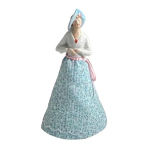 Half Doll on Pin Cushion Base German Porcelain Pretty Lady Antique