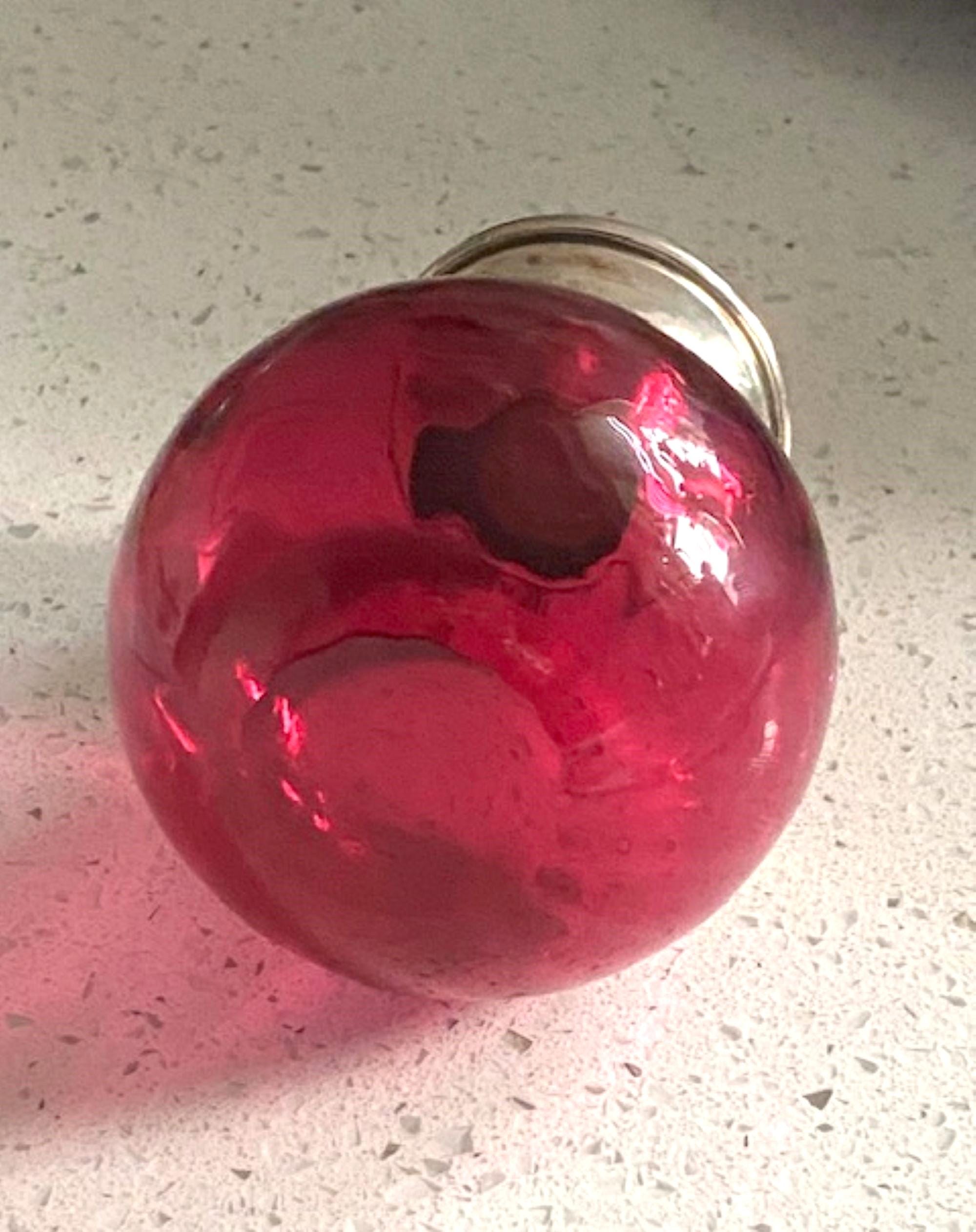 アンティーク クランベリーガラス 香水瓶 銀蓋 1900年頃 - Etsy 日本