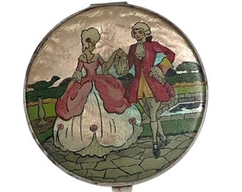 Tableau en poudre Art Déco années 30 Gwenda, support aluminium, compact