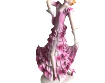 Art Deco German Porcelain Dancing Lady Figurine circa 1930