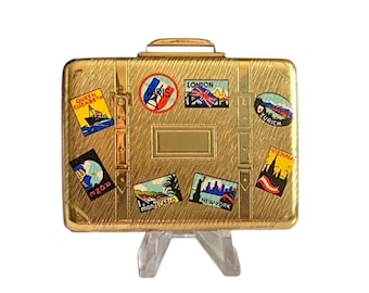 Vintage Kigu Bon Voyage Suitcase Form Powder Compact circa 1950