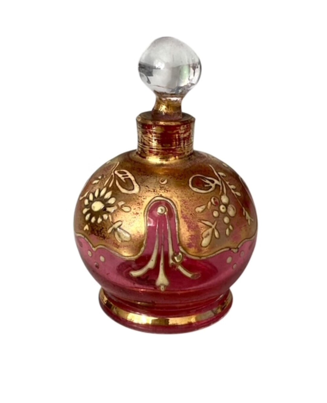 Antique Moser Perfume Scent Bottle Enamel & Gilt Cranberry Glass Circa 1880 - Etsy