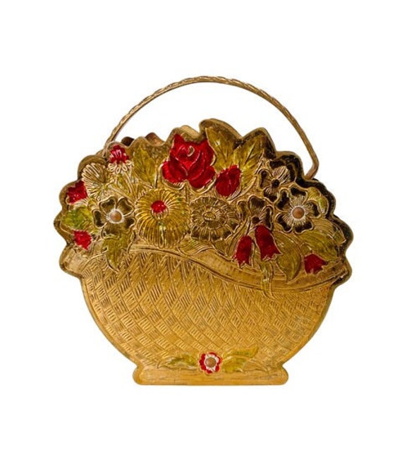 Rare Vintage Mascot Flower Basket Powder Compact … - image 8