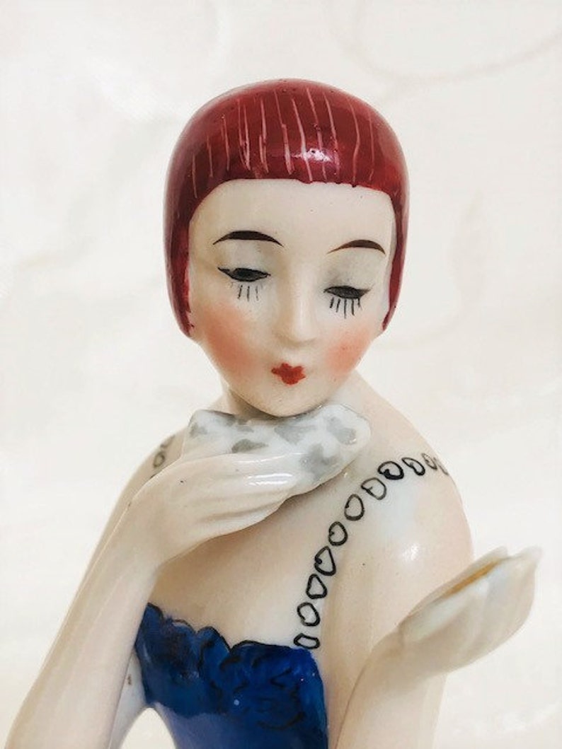 Art Deco 1920's German Porcelain Flapper Lady with Mirror | Etsy
