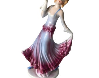 Art Deco German Porcelain Dancing Lady Figurine circa 1930