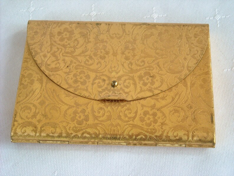 Vintage Coty Damask Envelope Vanity Powder Compact in Original Presentation Box 1950
